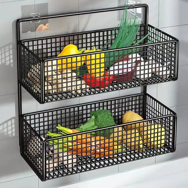 2 Layer Shelving Basket, Wall Mounted Bathroom Rack, Multifunctional Toiletries Organizer, Free Punch Condiment Storage Basket, Kitchen Wall-mounted Storage Basket 2 Layer Shelving Basket, Wall Mounted Bathroom Rack, Multifunctional Toiletries Organizer, Free Punch Condiment Storage Basket, Kitchen Wall-mounted Storage Basket
